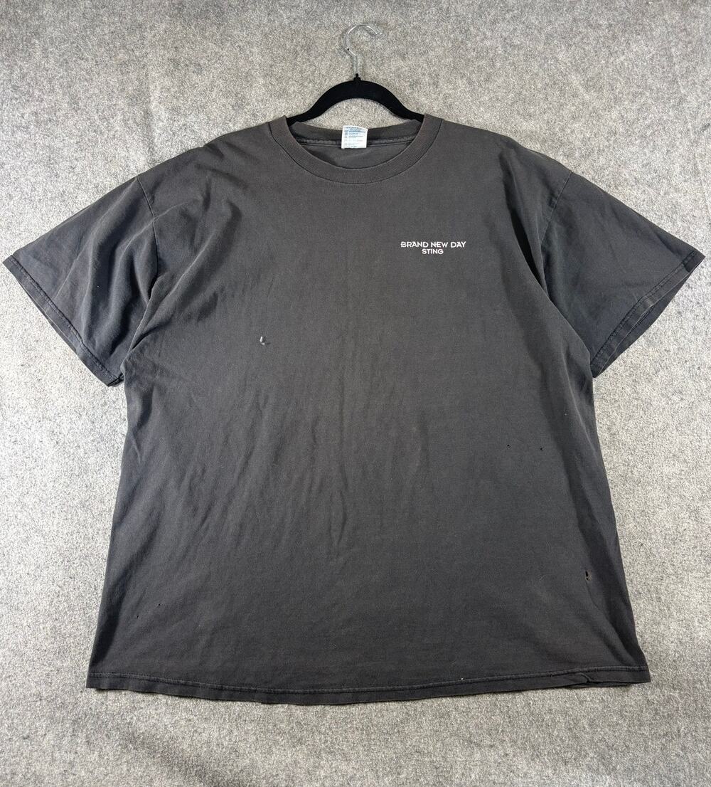 VINTAGE 90s Sting Brand New Day Shirt Mens XL Black Graphic Tour Tee Preshrunk